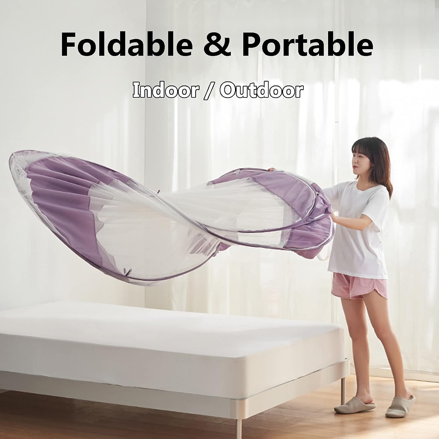 Pop-up Mosquito Net Foldable Mosquito Net, Pop-up Mosquito Net for Single & Double Bed, Outdoor Portable Mosquito Net Tent, Installation (Color : Gray, Size : 1.8x2x1.6m)