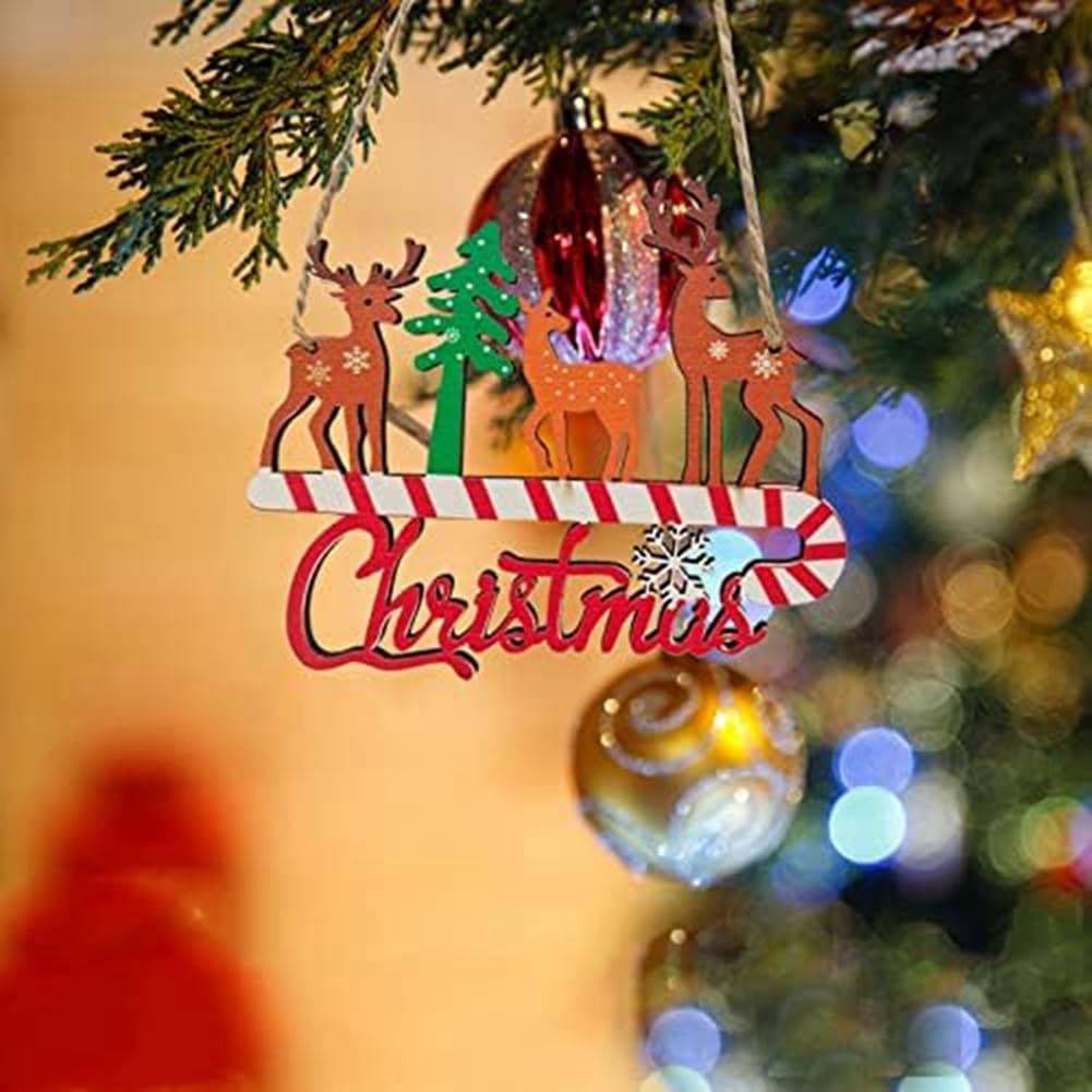 Targa Decorativa Natalizia In Legno 'Buon Natale' Con Corde Per Appendere - Decorazioni Per Porta, Finestra, Parete E Albero - 3