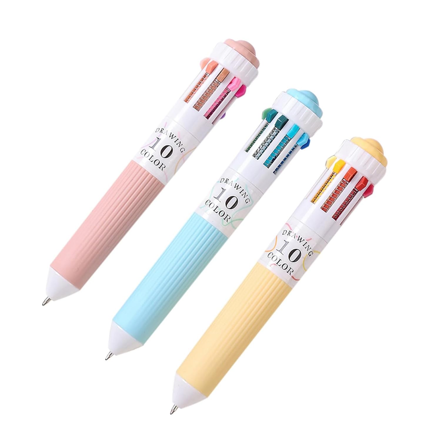 3 Pcs Multicolor Ballpoint Pen, Retractable Ballpoint Pens for Drawing & Note Taking, 28 colours Roller Ball Multicolor Pens for Office School