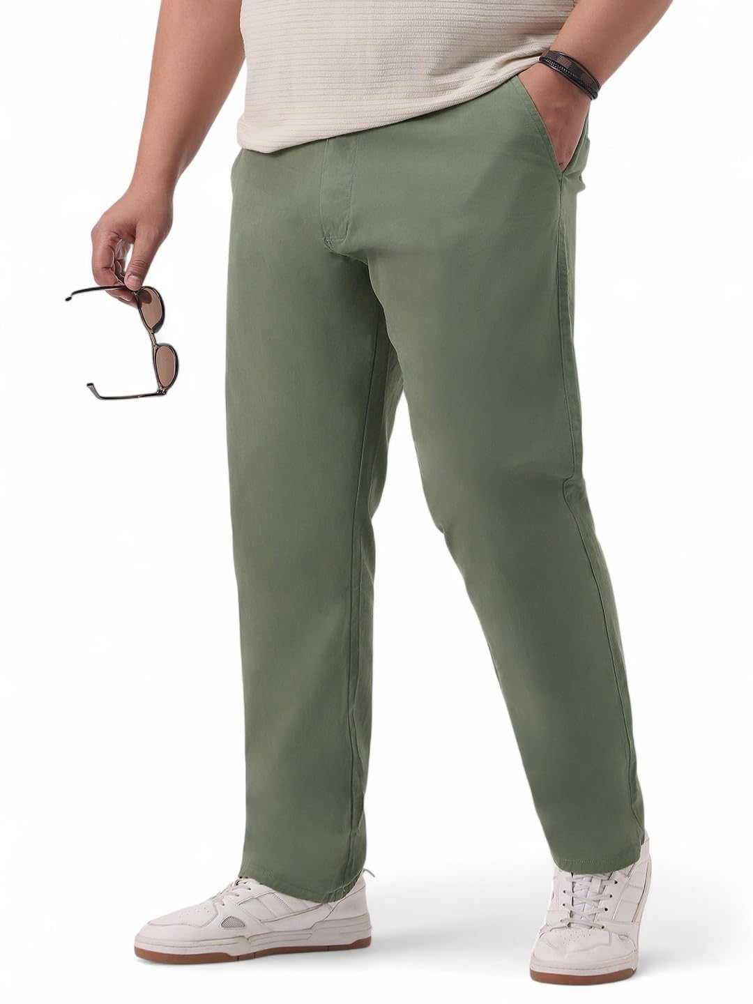 urbano plus Men's Regular Fit Mid Rise Cotton Casual Chinos Trousers Stretch-picture-36