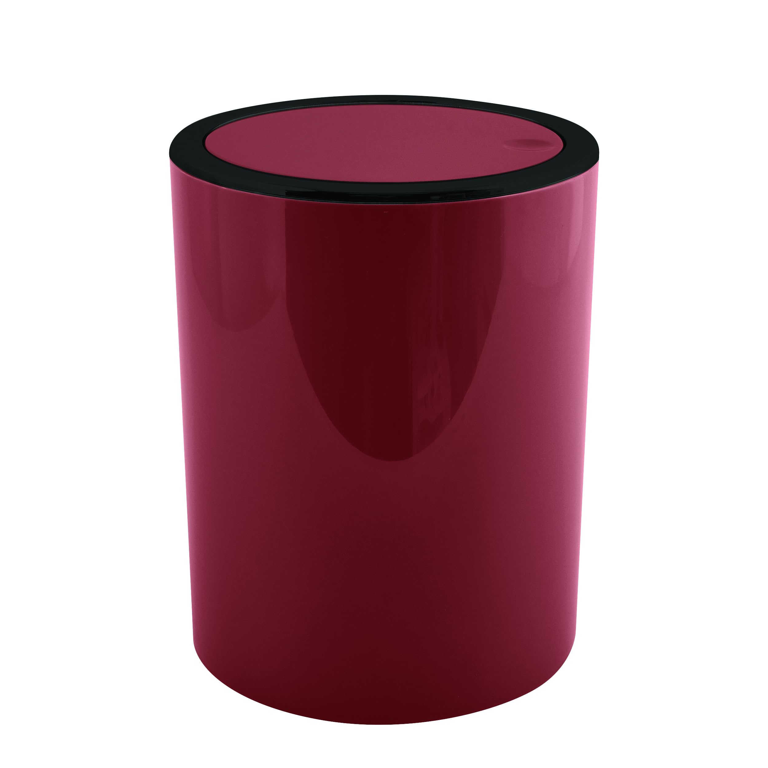 MSV - AS Kamaka 6L Berry Bin - Burgundy with Black Edge - 24.2 x 19 x 19 cm - Compact Design for Kitchen and Bathroom - Practical Lid - Indoor Use