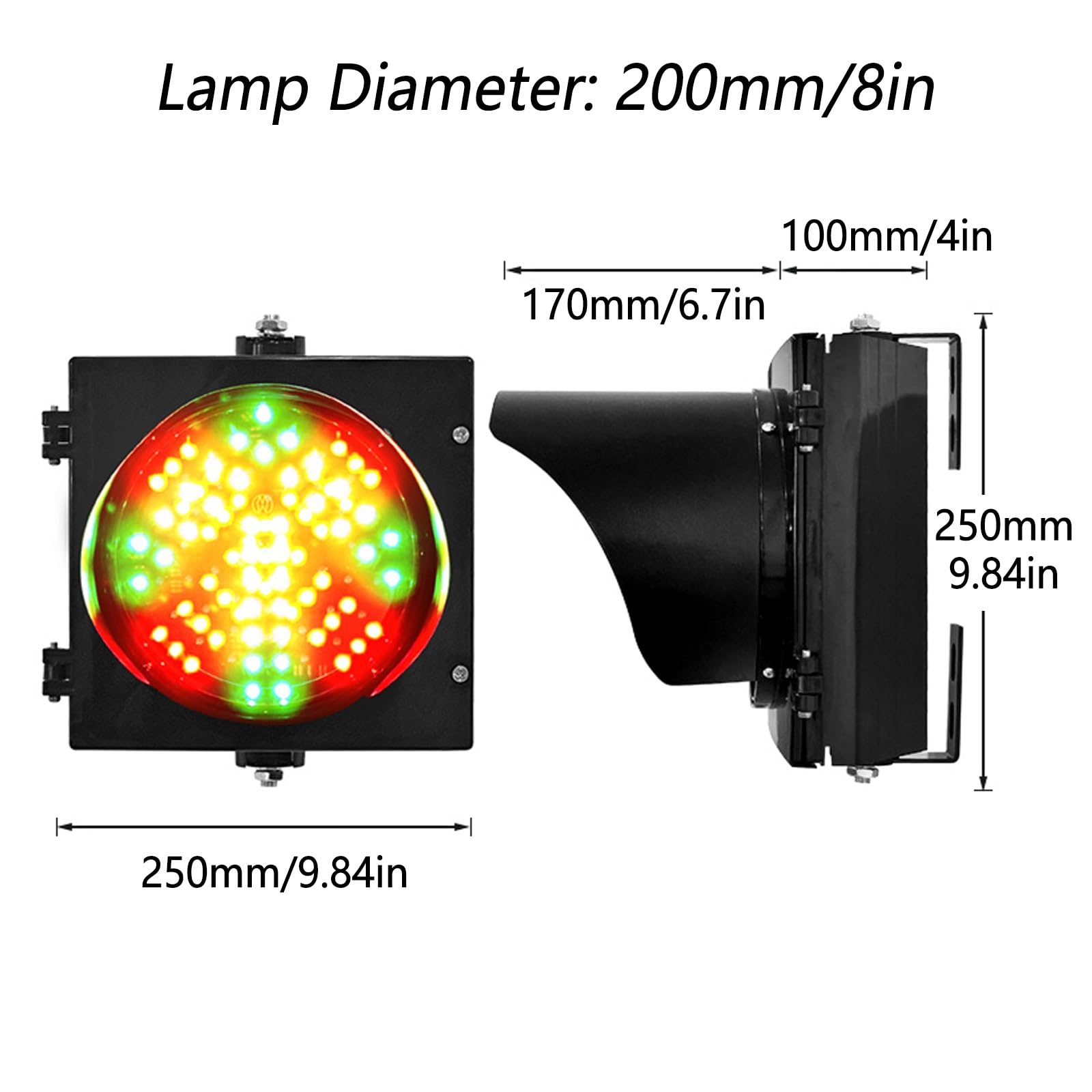 Diody LED o wysokiej jasności, czerwona lampka kontrolna 200 mm do dróg, opłat drogowych, parkingowych, przemysłowych znaków ostrzegawczych, 12 V DC.