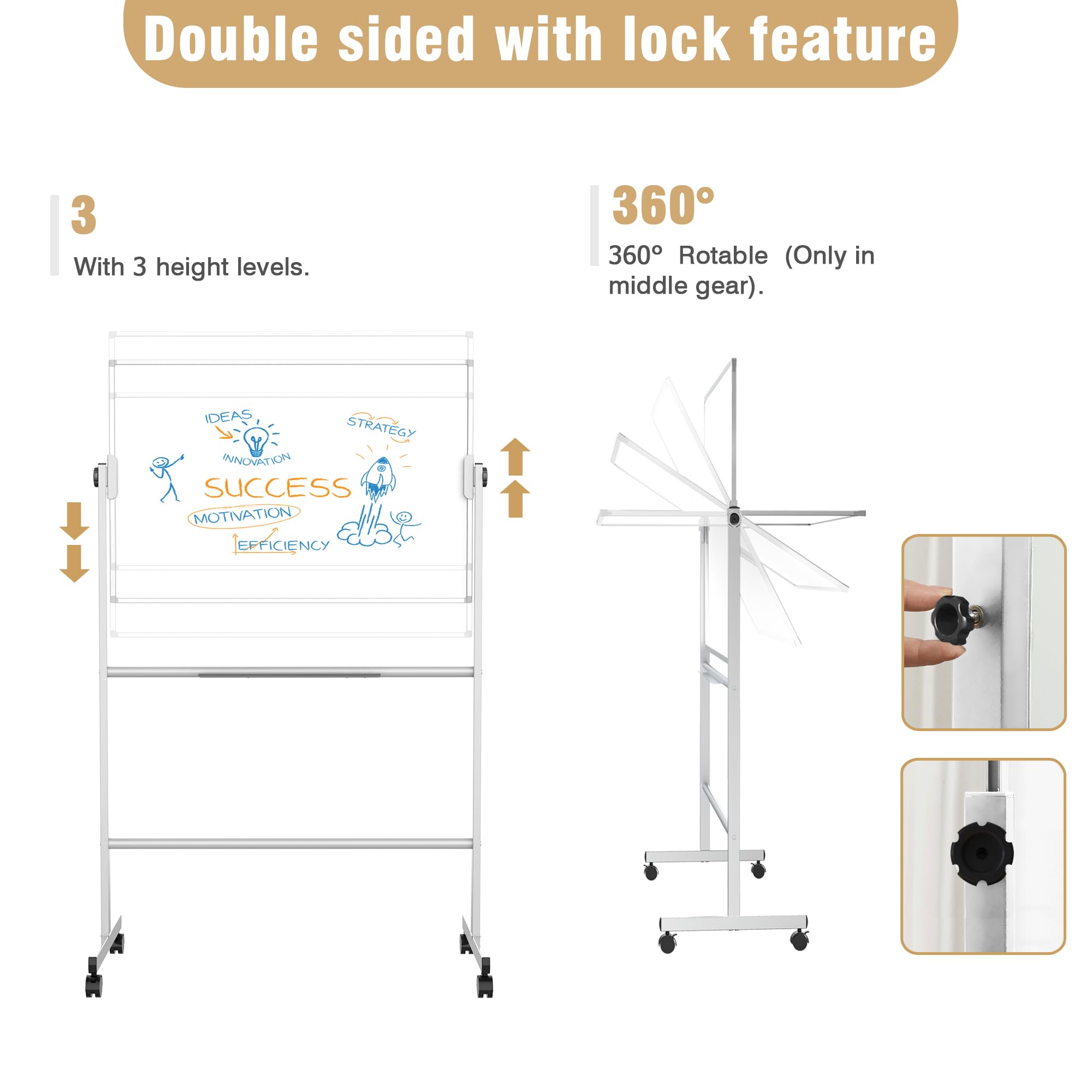 Retractable Board Snapklik.com : Double-Sided Rolling Whiteboard/w Height Adjustable ...
