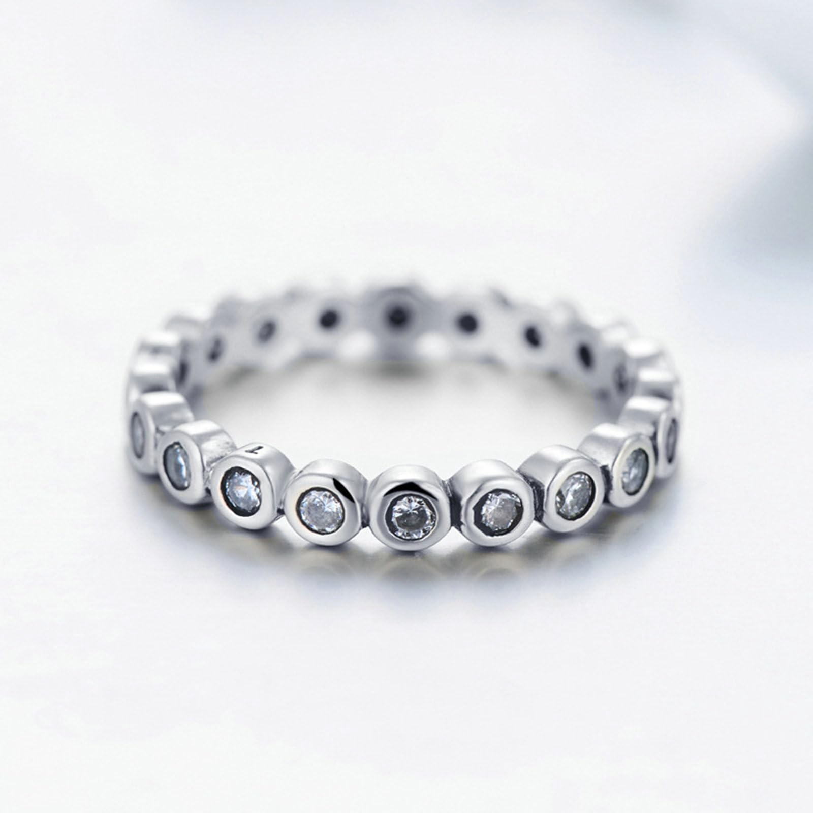Anillo de mujer de oro blanco 585, talla redonda, moissanita, anillos para mujer, anillos de oro 45 (14,3) 62 (19,7), estilo A389