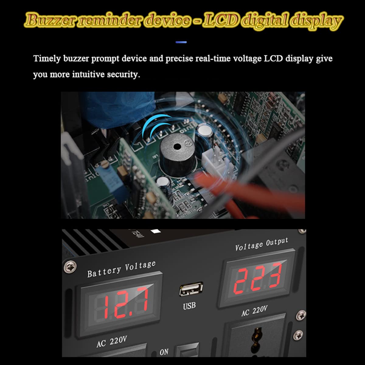 Hochleistungs-Wechselrichter DC 12 V/24 V/48 V zu AC 220 V Konverter mit drahtloser Fernbedienung für Wohnmobile, LKW, Boote, Camping, Haushalt, Van,4500W-24V/220V