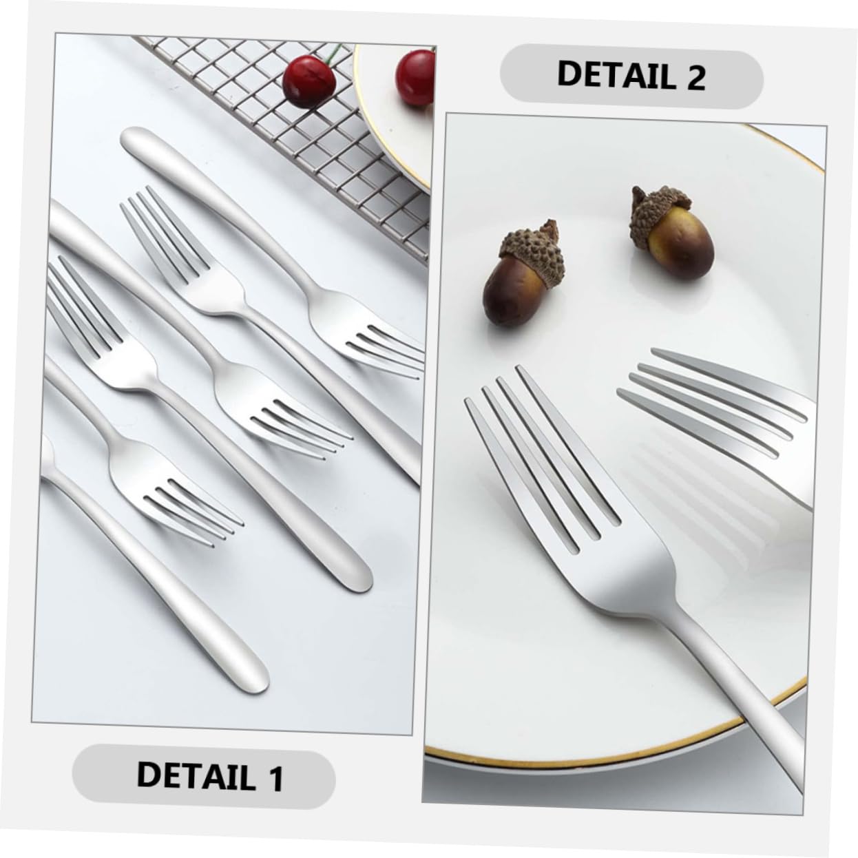 Fourchettes à Dessert Portables en Acier Inoxydable, Lot de 24, Argenté