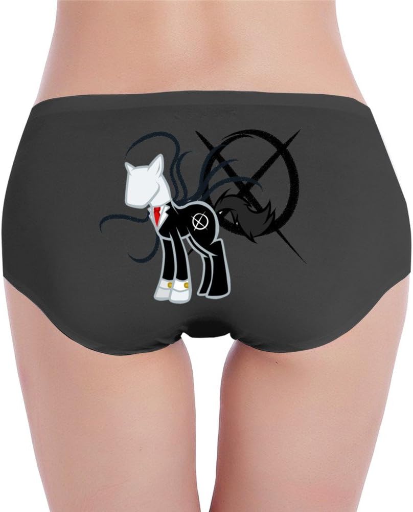 Mostafa Women's Slenderman My Little Pony Cotton Bikinis Underwear Size S US Black