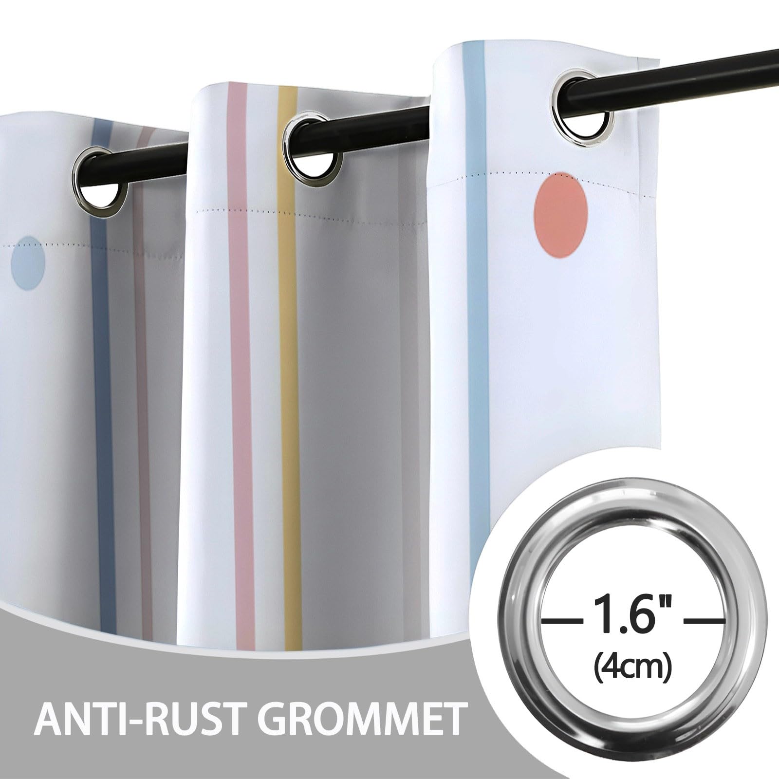 Verdunkelungsvorhänge H215 x B110 cm 2 Paneele, Geräuschreduzierung & Wärmeisolierung Minimalistisch Modisch Streifen Punkte Vorhänge Blickdicht für Schlafzimmer Wohnzimmer Kinderzimmer, Weiß