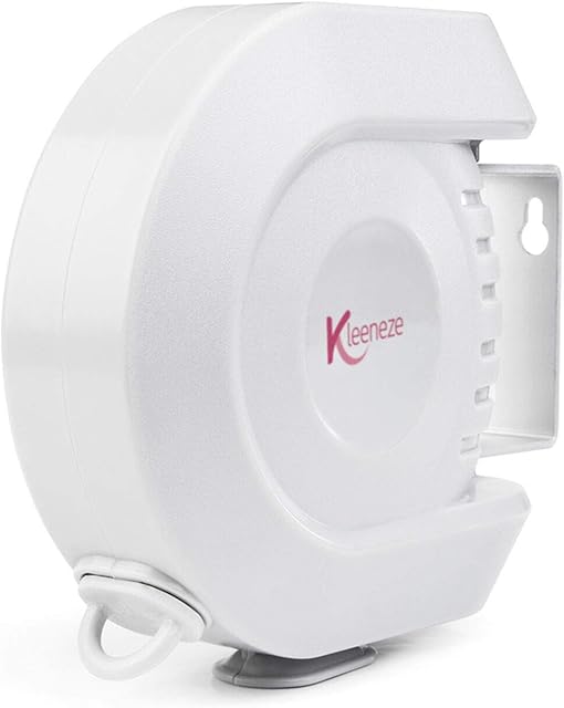 Kleeneze KL064318EU 15 Metre Retractable Washing Line, Clothesline, Durable and Compact, Wall Mountable, Flexible Drying Solution, for Indoor/Outdoor Use, Washing Clothes Dryer Line, Space Saving