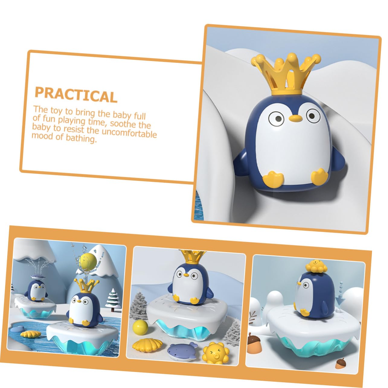Juguete de Baño Pingüino Rociador Eléctrico Abs 1 Juego