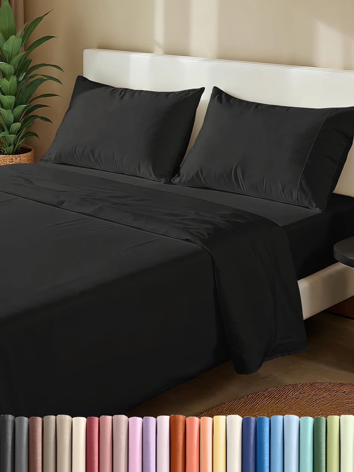 Parure de lit 4 pièces infroissable pour en finir avec les draps qui glissent du lit double