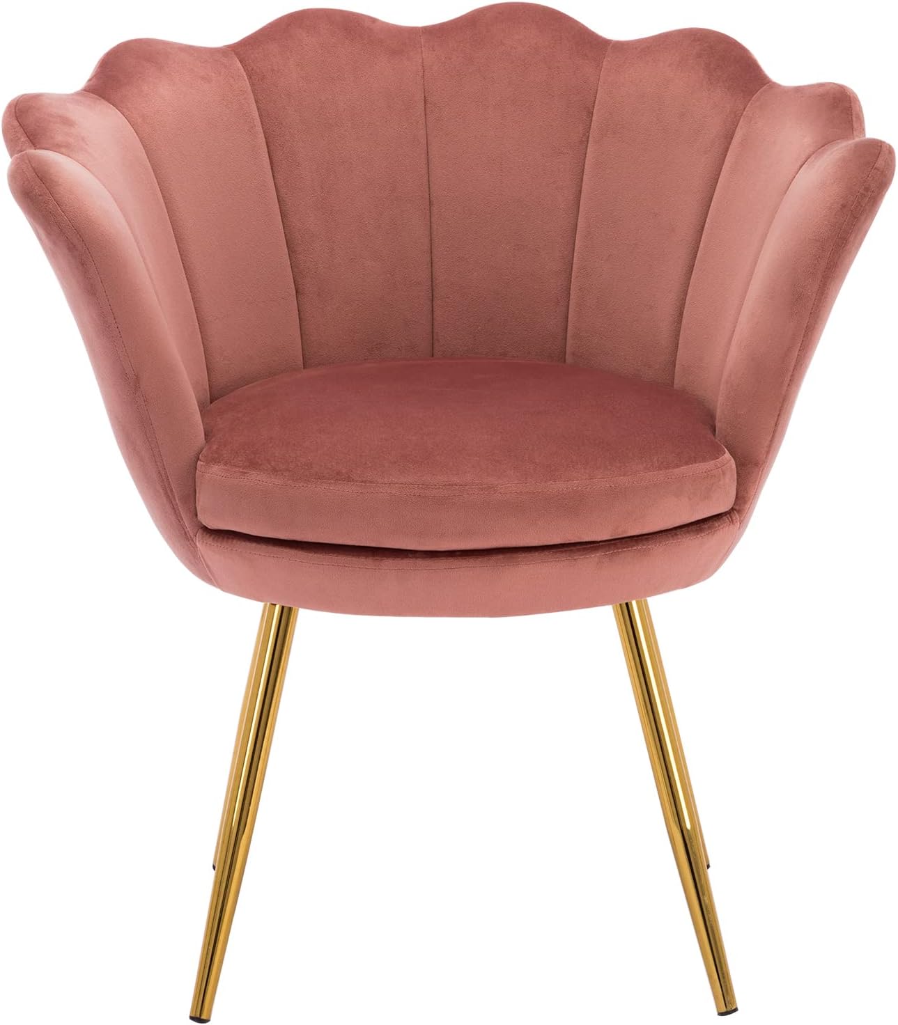 ZHENGHAO Living Room Chairs, Plush Velvet Arm Chair with Gold Plating Legs Mid Century Modern Accent Chairs Comfy Vanity Chair for Girls Bedroom Dresser Makeup, Dusty Pink