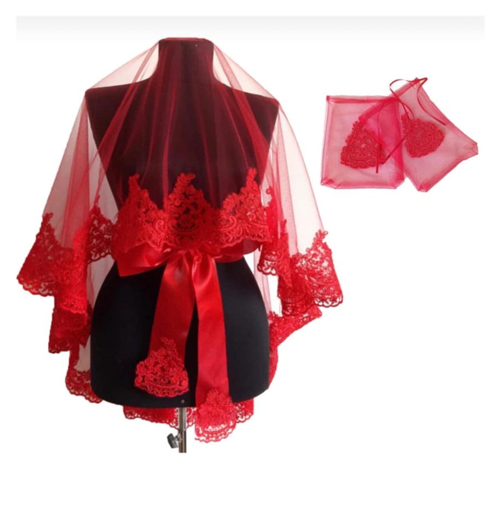 Brautschleier-Set, Hochzeit, Hochzeit, Hochzeit, Hochzeit, Henna, Nacht, Accessoire, elegante Spitze, Guipurered Farbe Frauen (Farbe: Innenrahmen 5 x 6,5 cm, Artikellänge: 120 cm)
