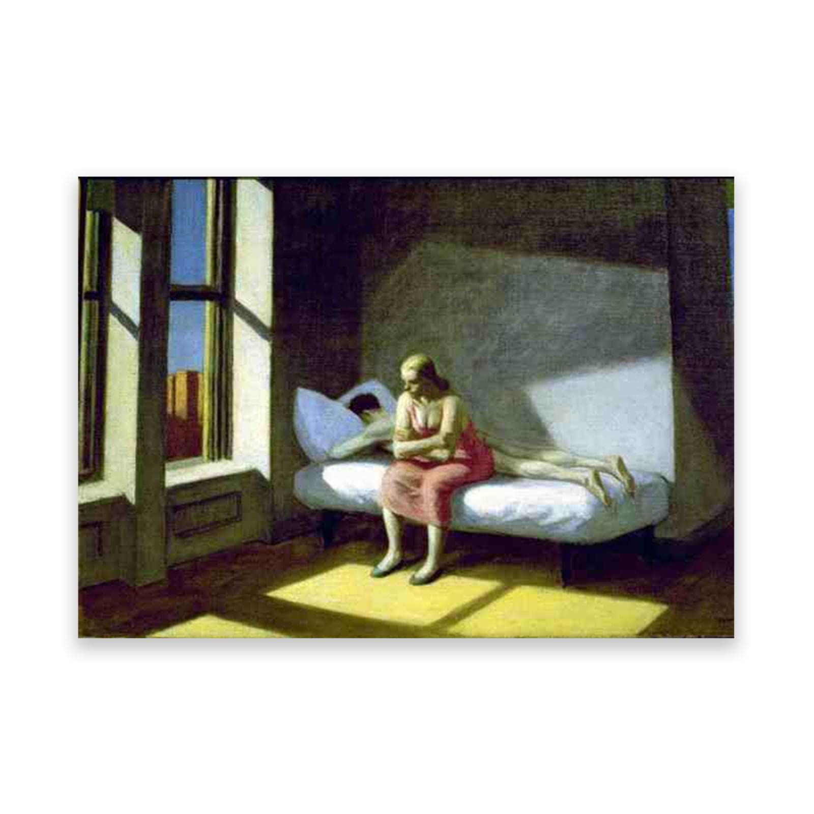 Edward Hopper-Summer in the City.Berühmte Bilder reproduktion.Leinwand-Wandkunstbilder für Wohnzimmer-Schlafzimmer-Dekoration.Holzgerahmt 90x144cm(35.4x56.7in) gerahmt