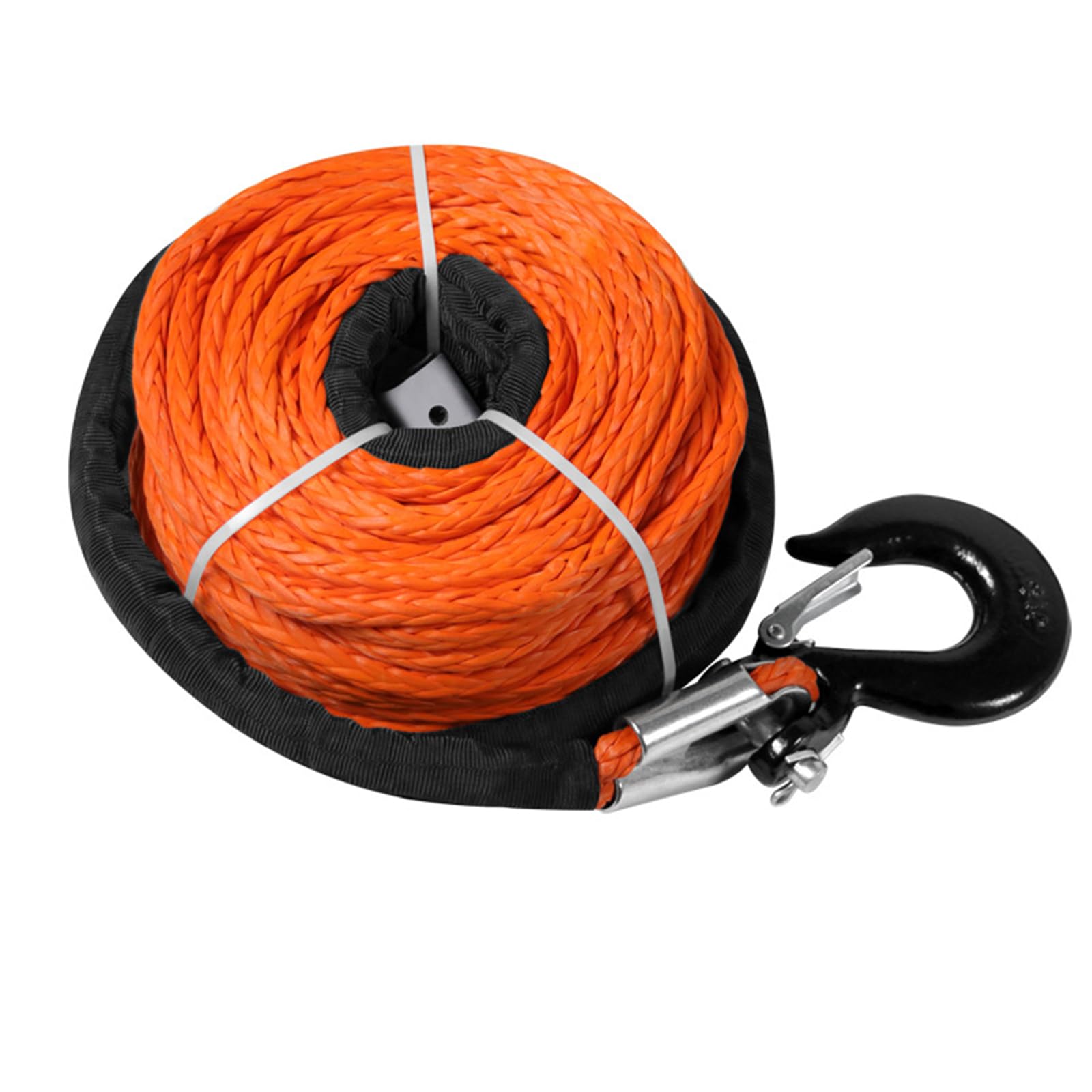Corde De Remorquage, 30 Mètres De Corde De Treuil Synthétique, Corde De Treuil Haute Résistance 12 Brins, Corde De Sauvetage De Remorque De Sauvetage De Véhicule Lourd (avec Crochet)