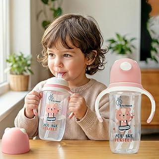 R for Rabbit Premium Baloo Kids Straw Sipper Bottle |10 fl oz | Anti Spill Sippy Cup with Soft Silicone Straw BPA Free & Non Toxic for Kids of 12+ Months -(300 ml Pink)