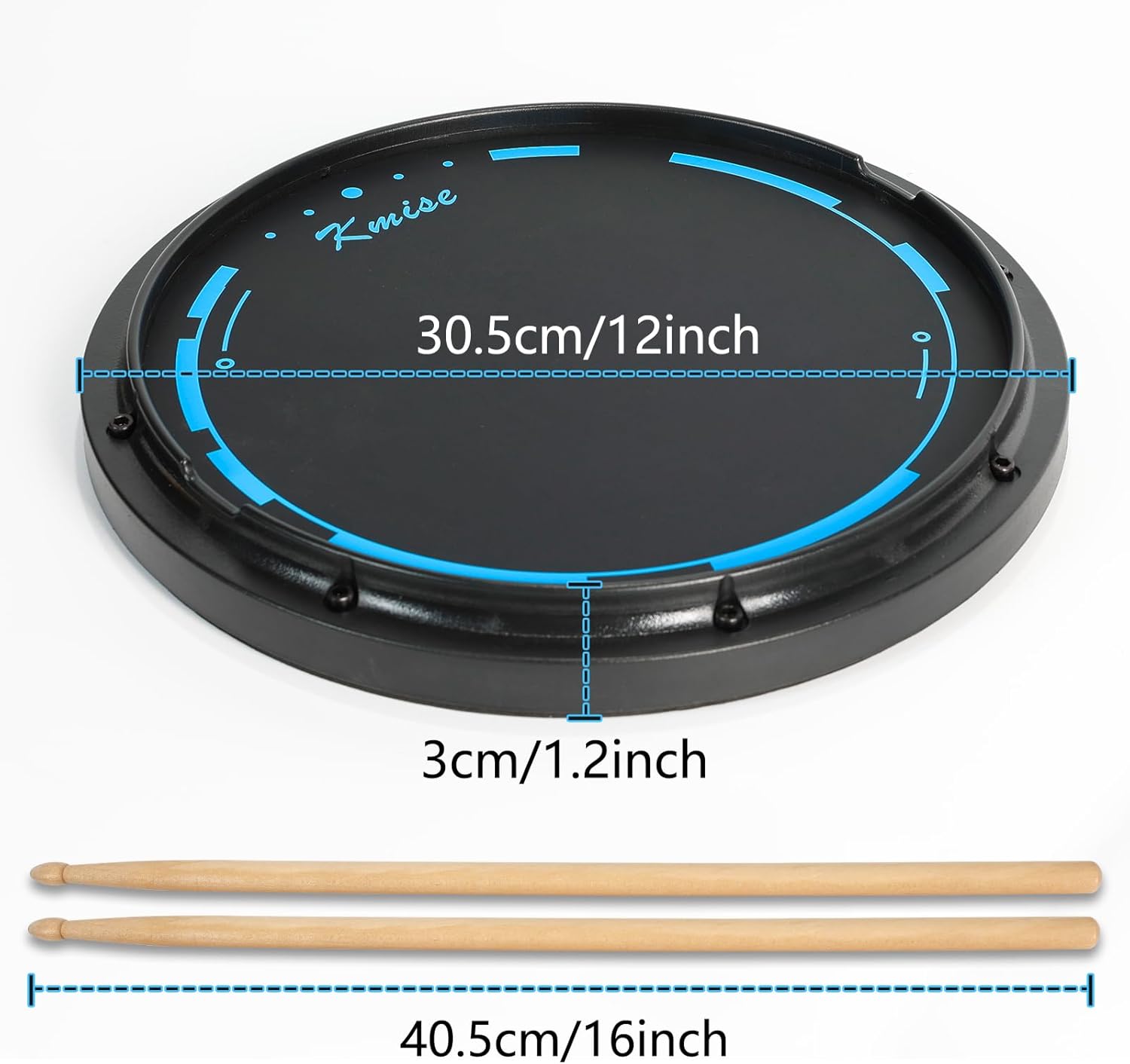 Drum Practice Pad, Horse Quiet 12 Inches Drum Pad Exercise Drumming Pads Kit Set Snare Drum Stand Devices Built-in Steel Balls for Professional Beginner Adult Drummer with Drum Sticks