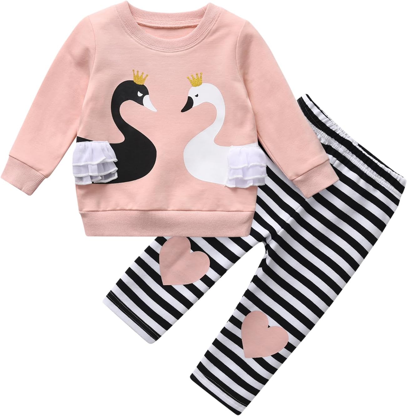 Toddler Baby Girl Outfit Set Swan Print Tops + Pants 2Pcs for Baby Girls Clothes
