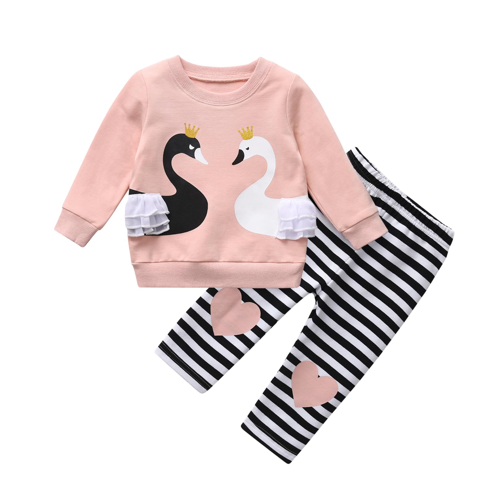 JourekerToddler Baby Girl Outfit Set Swan Print Tops + Pants 2Pcs for Baby Girls Clothes