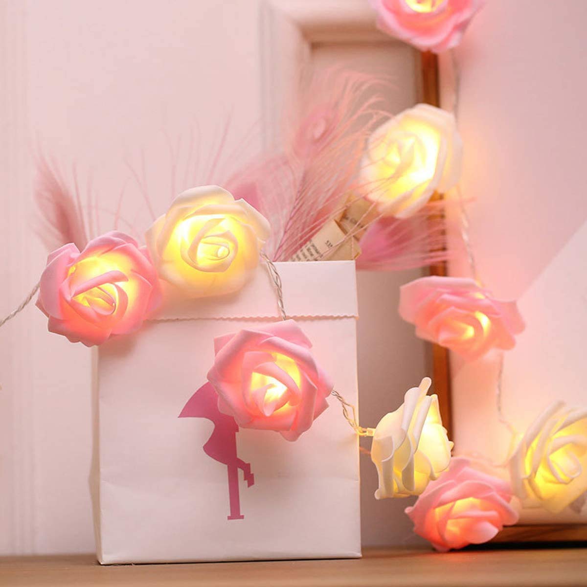 RaajaOutlets 20LED 5M Rose-Shaped LED String Lights for Home Indoor Outdoor Table Diwali Ganpati Christmas Tree All Festival Season Decorations Rose(Pink+White) (B0DFVSC2RK) Amazon Price History, Amazon Price Tracker