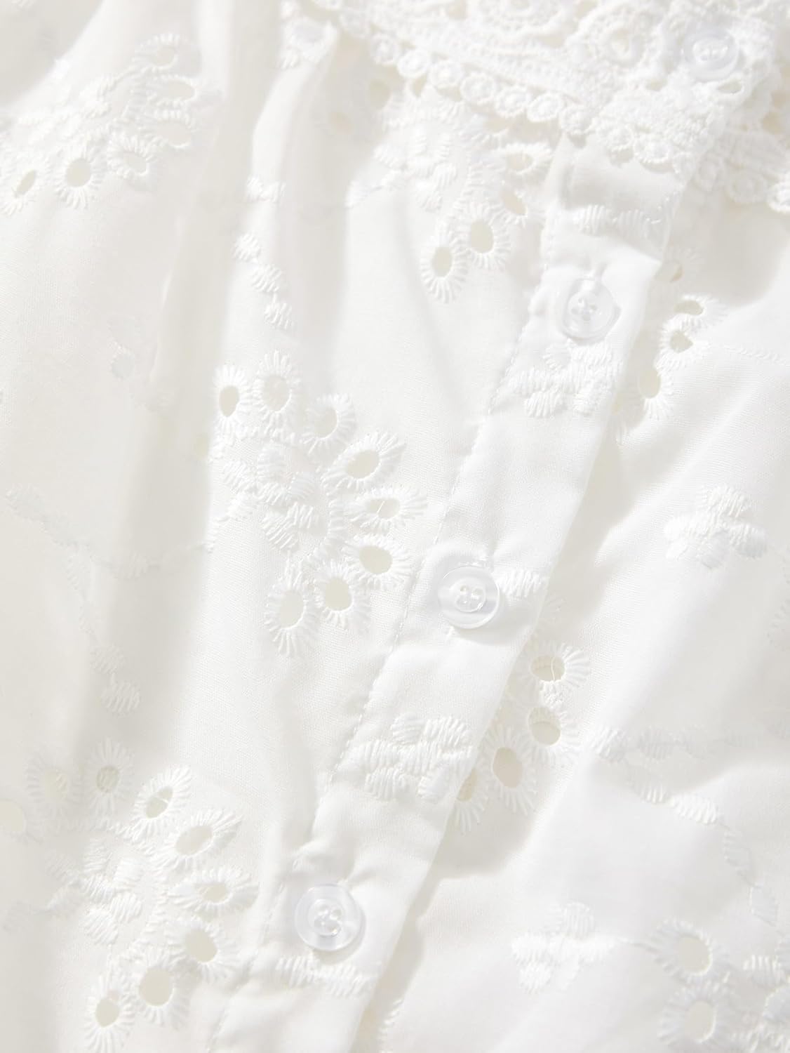 Women's Summer Lace Eyelet Embroidery Blouse Cute Button Down Square Neck Dressy Casual Tank Tops - Image 4