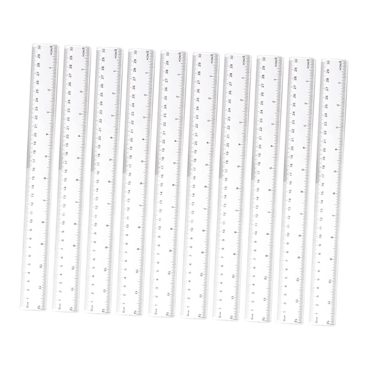20 Pezzi Righello in Plastica Trasparente, 30cm 12 Pollici, Leggero e Resistente, per Scuola e Ufficio, per Disegno Tecnico
