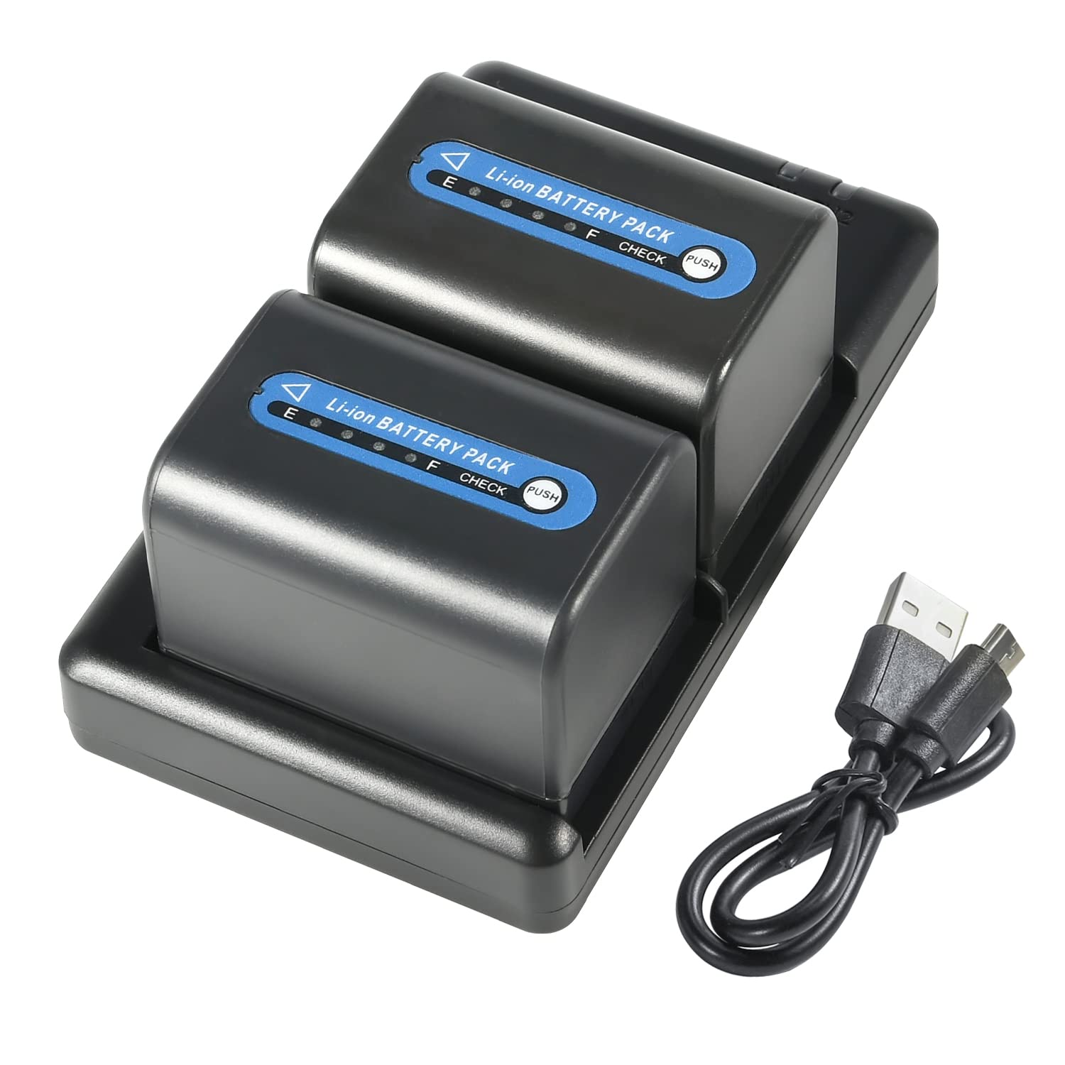 Kit 2 Batterie Agli Ioni Di Litio 3400 MAh + Caricatore Micro USB Per Sony NP-FM70 E Compatibili