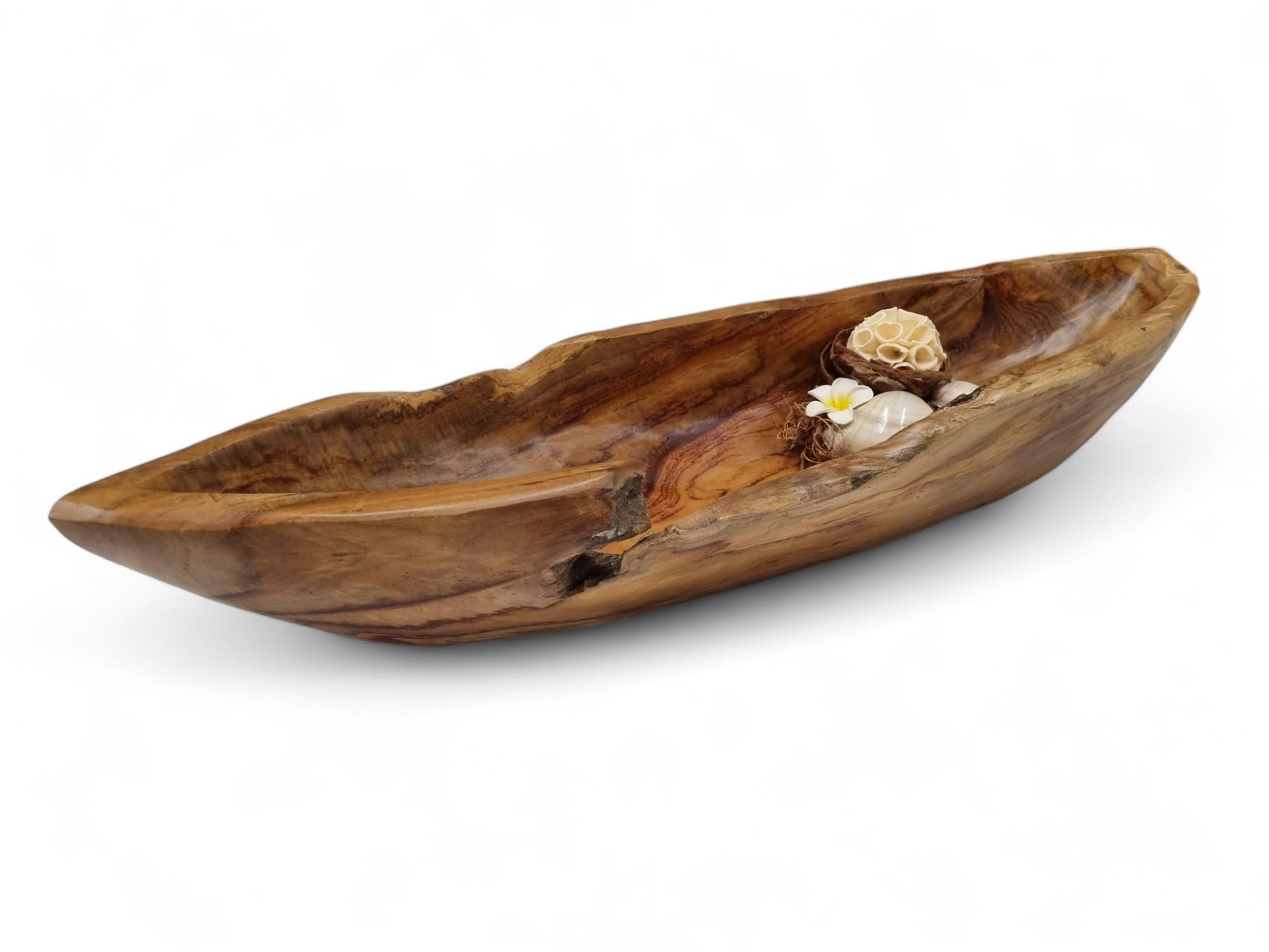 Ciotola decorativa grande in legno di teak Unik
