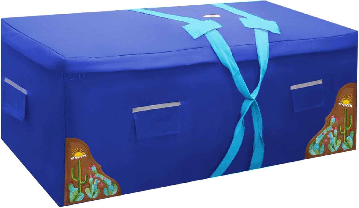 X-Large Hay Bale Bag – 52"x20"x28" Waterproof 1200D Nylon with Patented Ventilation Windows, Hand-Tooled Cactus Sunrise Leather Corners, Fits 3-String California Bales, Great for Shows
