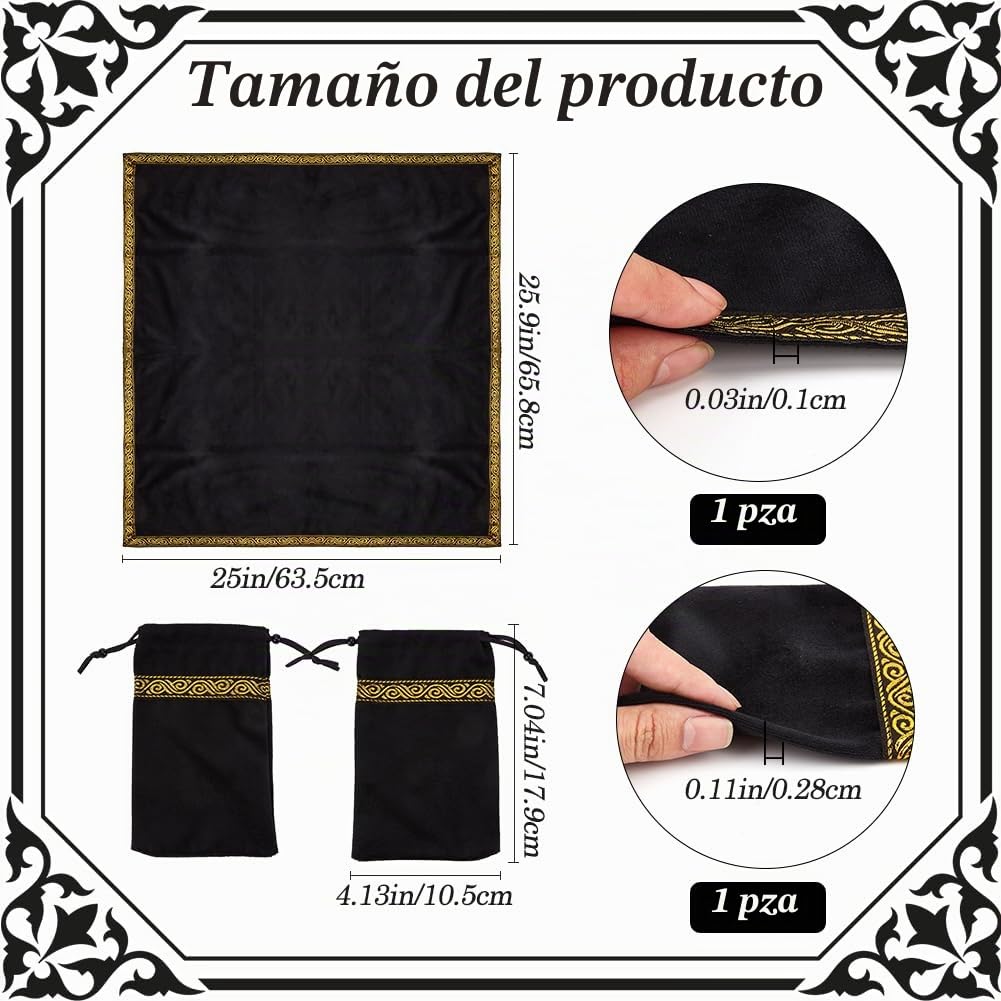 Mantel de tarot para altar, tapiz espiritual bordado y diseño de astrología, juego de bolsa de cartas del tarot para lecturas psíquicas, manualidades y adivinación