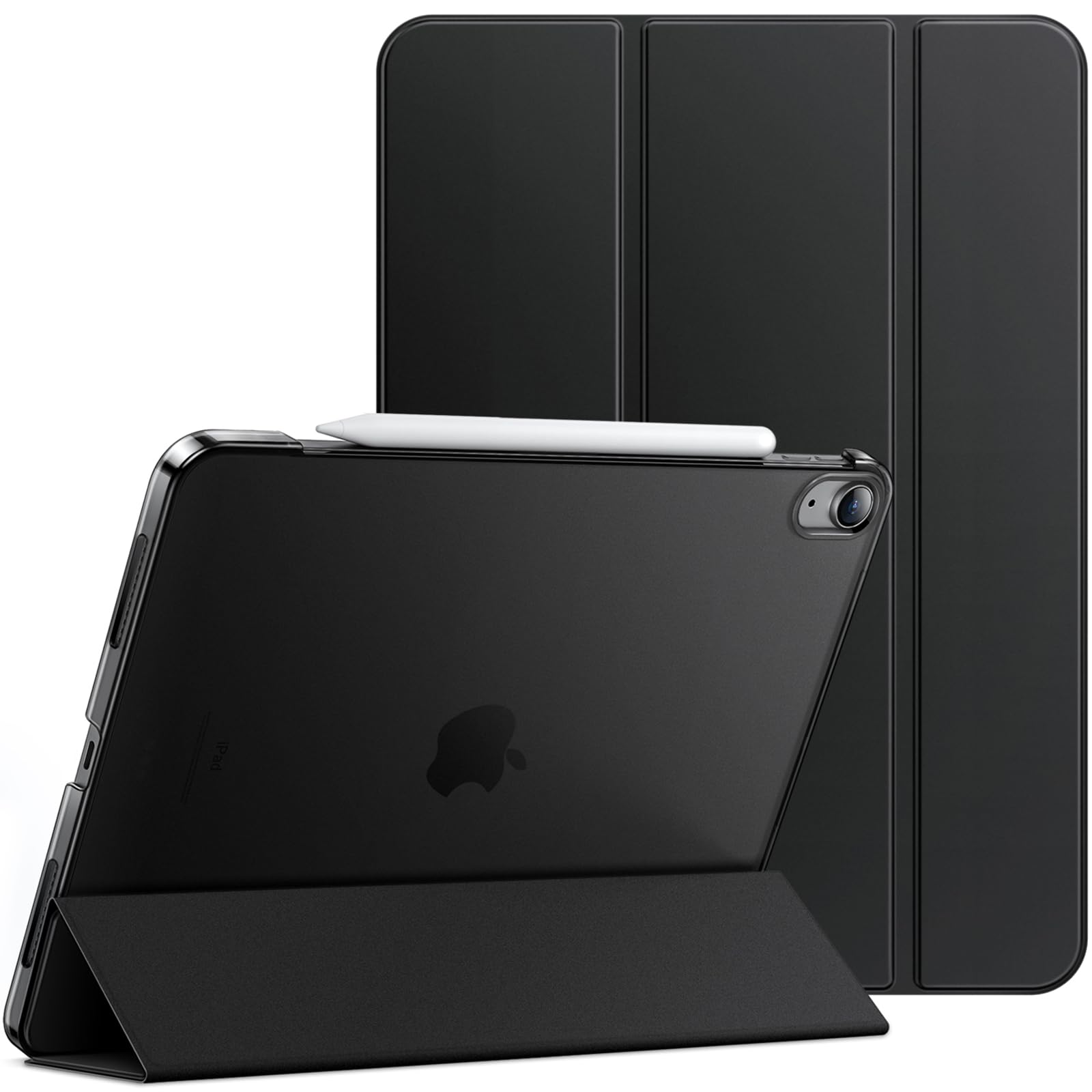 JETech Custodia per iPad Air 13 Pollici M3/M2 (2025/2024), Sottile Supporto Rigido Retro Conchiglia Intelligente Cover con Auto Svegliati/Sonno (Nero)