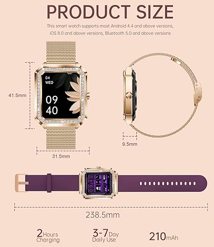 Miniatura 6 de Reloj inteligente para mujer (respuestahacer llamada) Smartwatch para teléfonos Android iOS 1.59 pulgadas HD rastreador de fitness con podómetro