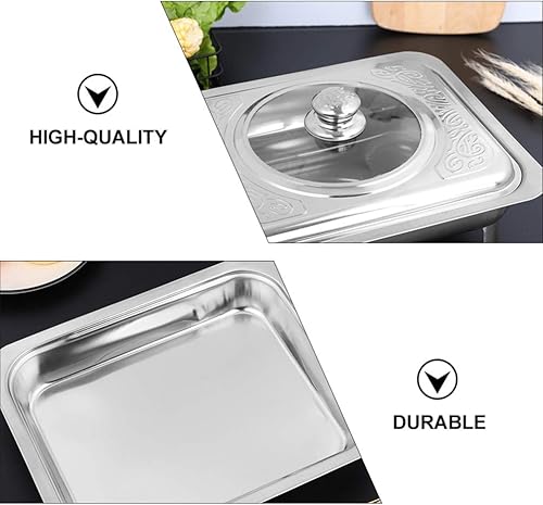 Miniatura 8 de DOITOOL Juego de platos para bufé de comida fría, juego de calentador de bufé y sartenes de vapor y marco plegable calentadores de alimentos para