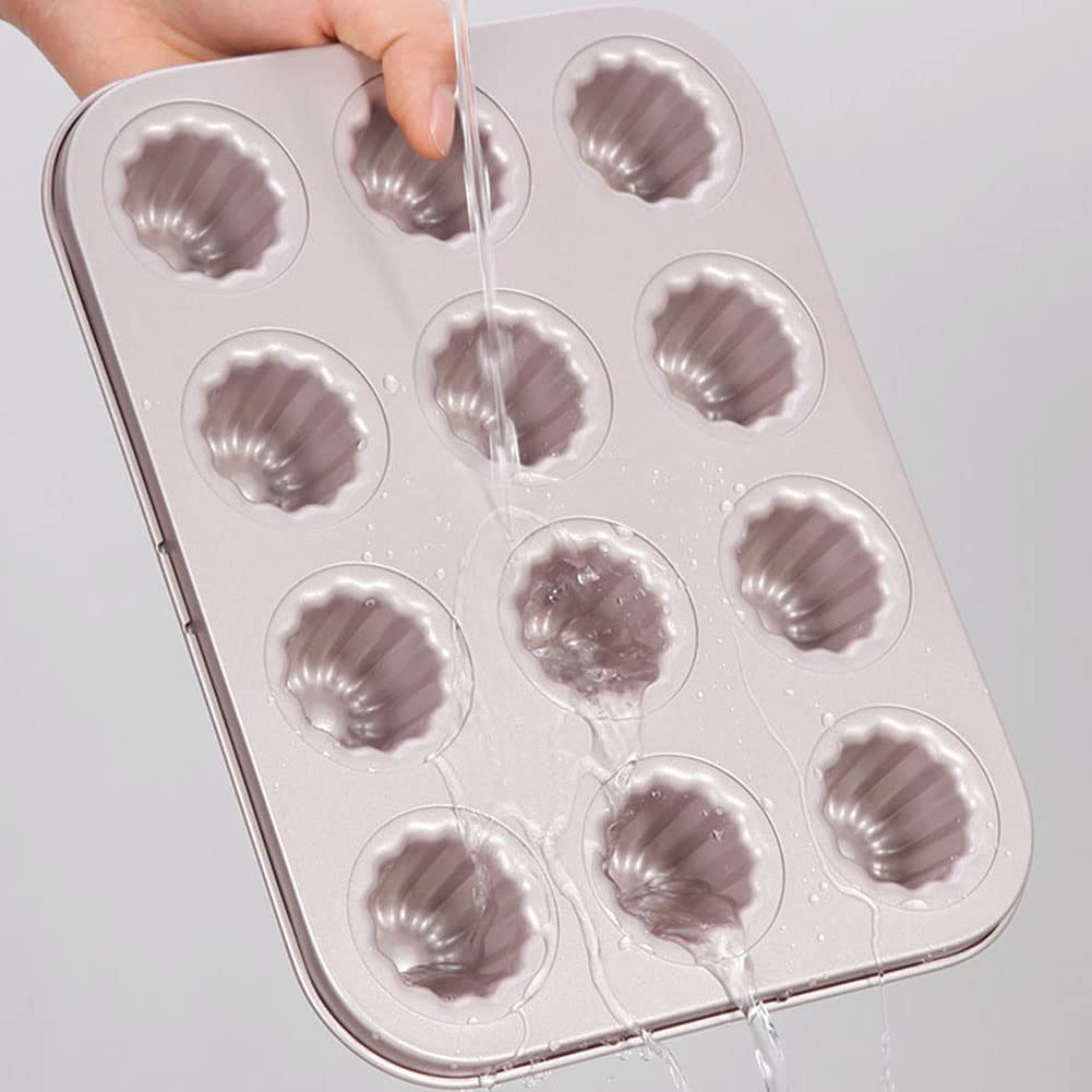 CANDeal Stampo Per Muffin A Forma Di Castagna, Teglia Antiaderente In Acciaio Al Carbonio Con 12 Cavità, Per Madeleine E Dolci Creativi - 5