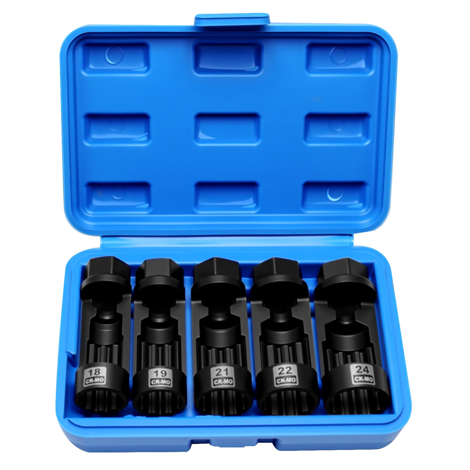 ZKTOOL 081 zestaw gniazd nasadowych z nakrętką napinającą 18 mm 19 mm 21 mm 22 mm 24 mm