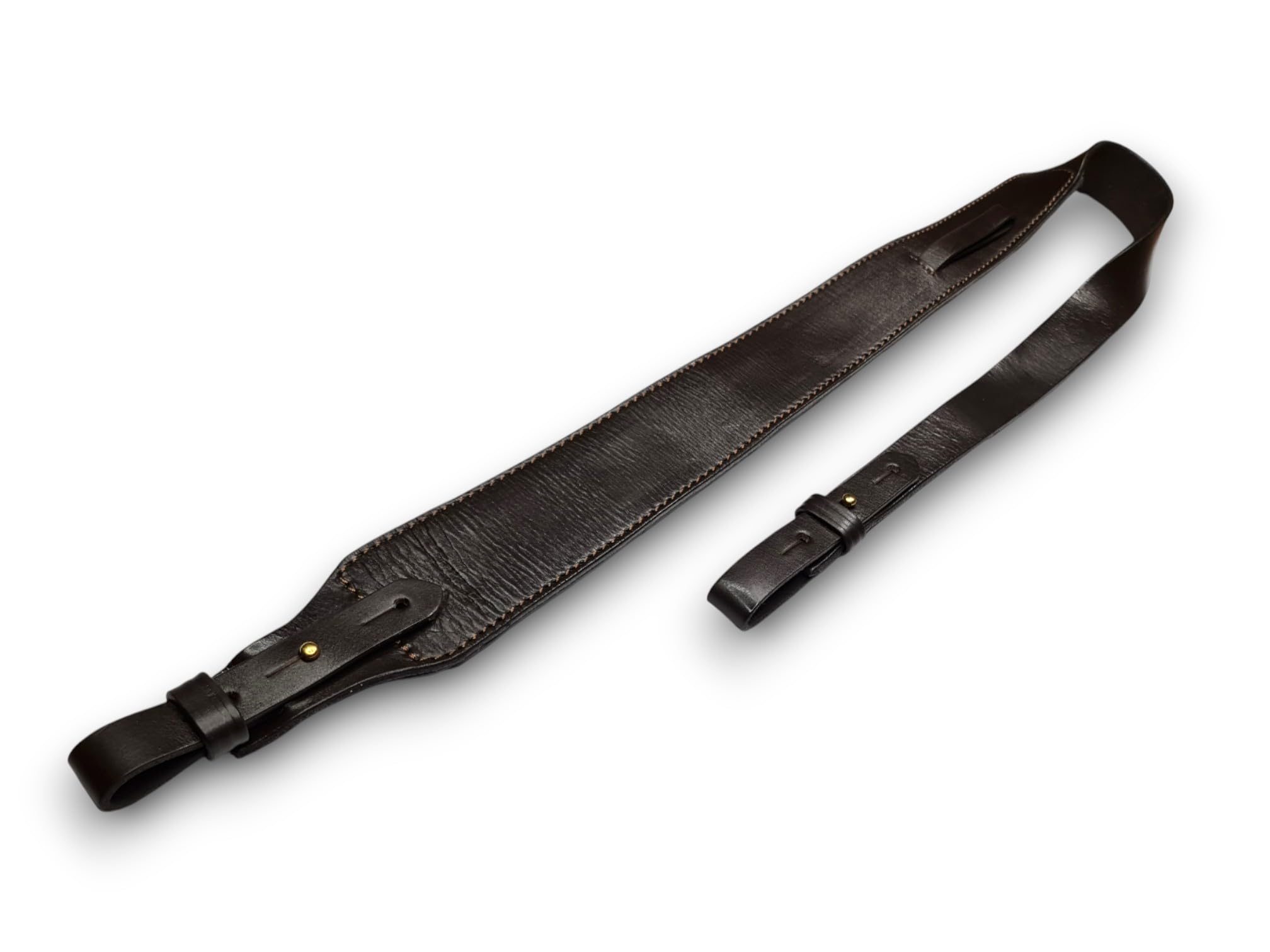 VlaMiTex J47 Gewehrriemen aus Leder – Gewehrgurt Braun mit Anti-Rutsch-Auflage – mit Daumenschlaufe bis ca. 110 cm – für Büchse & Flinte