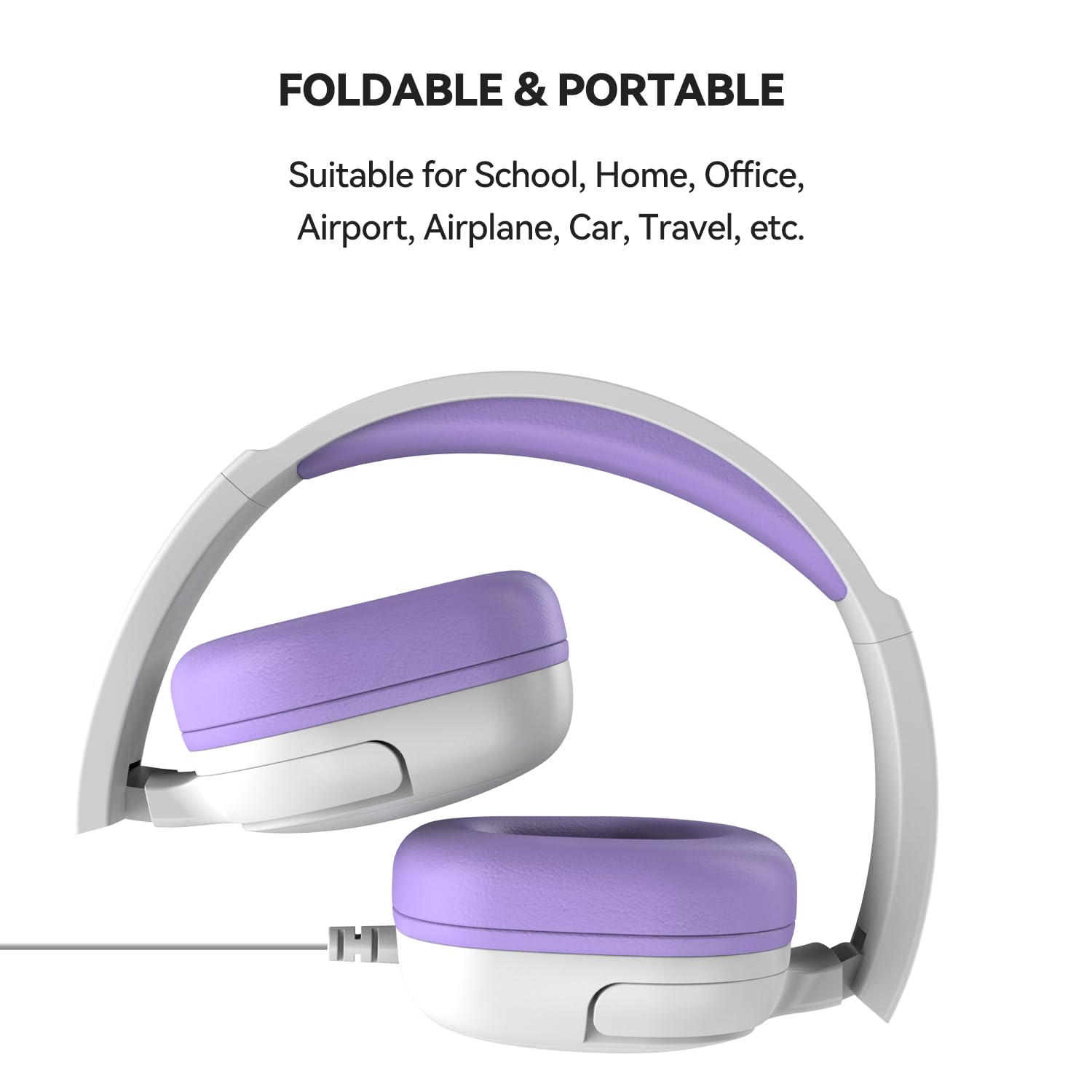 Jimonyer Auriculares para niños para la escuela, auriculares con cable jack de 3.5 mm para niños con limitador de volumen seguro, sonido estéreo HD, auriculares supraaurales para niñas, niños, para