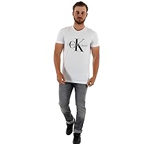Calvin Klein Uomo T-Shirt Maniche Corte Core Monologo Slim Fit, Bianco (Bright White), S