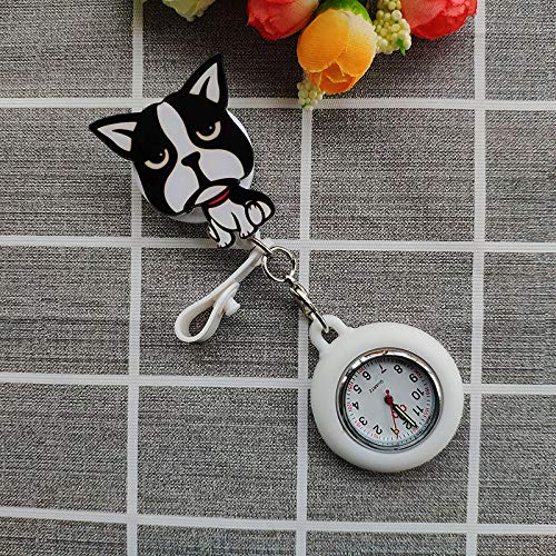 Preisvergleich Produktbild Cxypeng Damen Krankenschwester FOB Uhr,Leuchtende Nadel-Krankenschwestertabelle des Acrylwelpen, medizinische tragbare einziehbare Uhr-KI010,Pulsuhr Kitteluhr Pflegeuhr