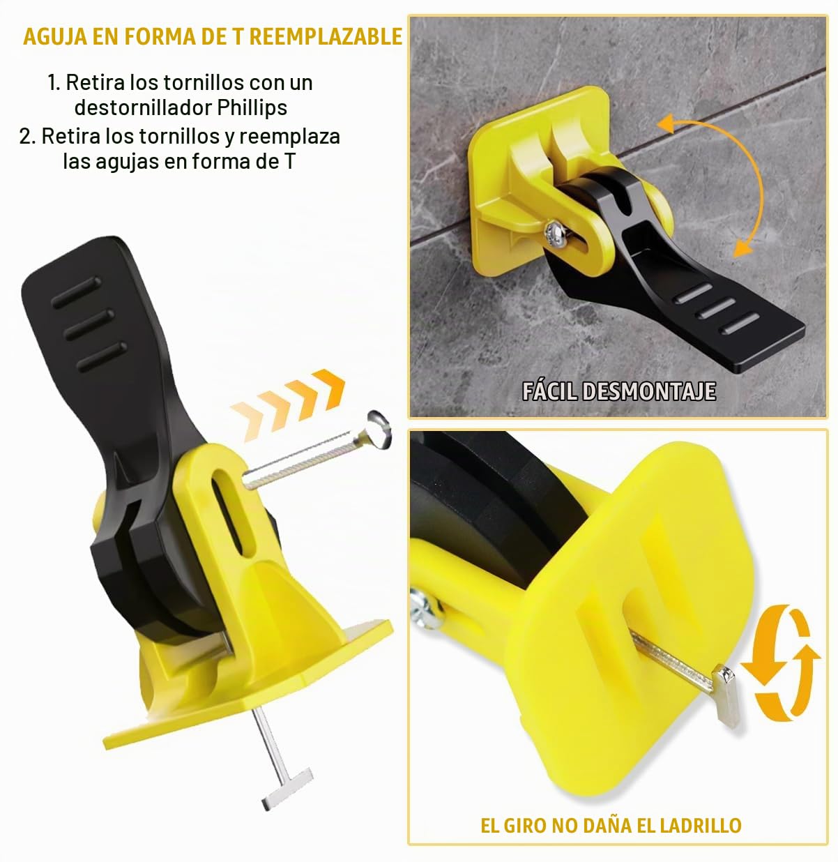 100 Piezas Niveladores de Azulejos Kit,2mm Cuñas Niveladoras Suelo, Tile Leveling System, Separadores de Nivelador de Azulejos, con 100 Piezas Agujas de Acero de Repuesto, para Suelos y Paredes