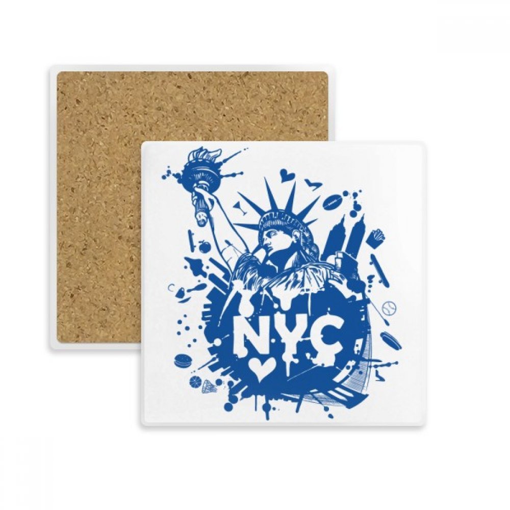 Coaster Tasse Porte-Pierre Absorbent New York Liberty Square en Céramique Multicolore
