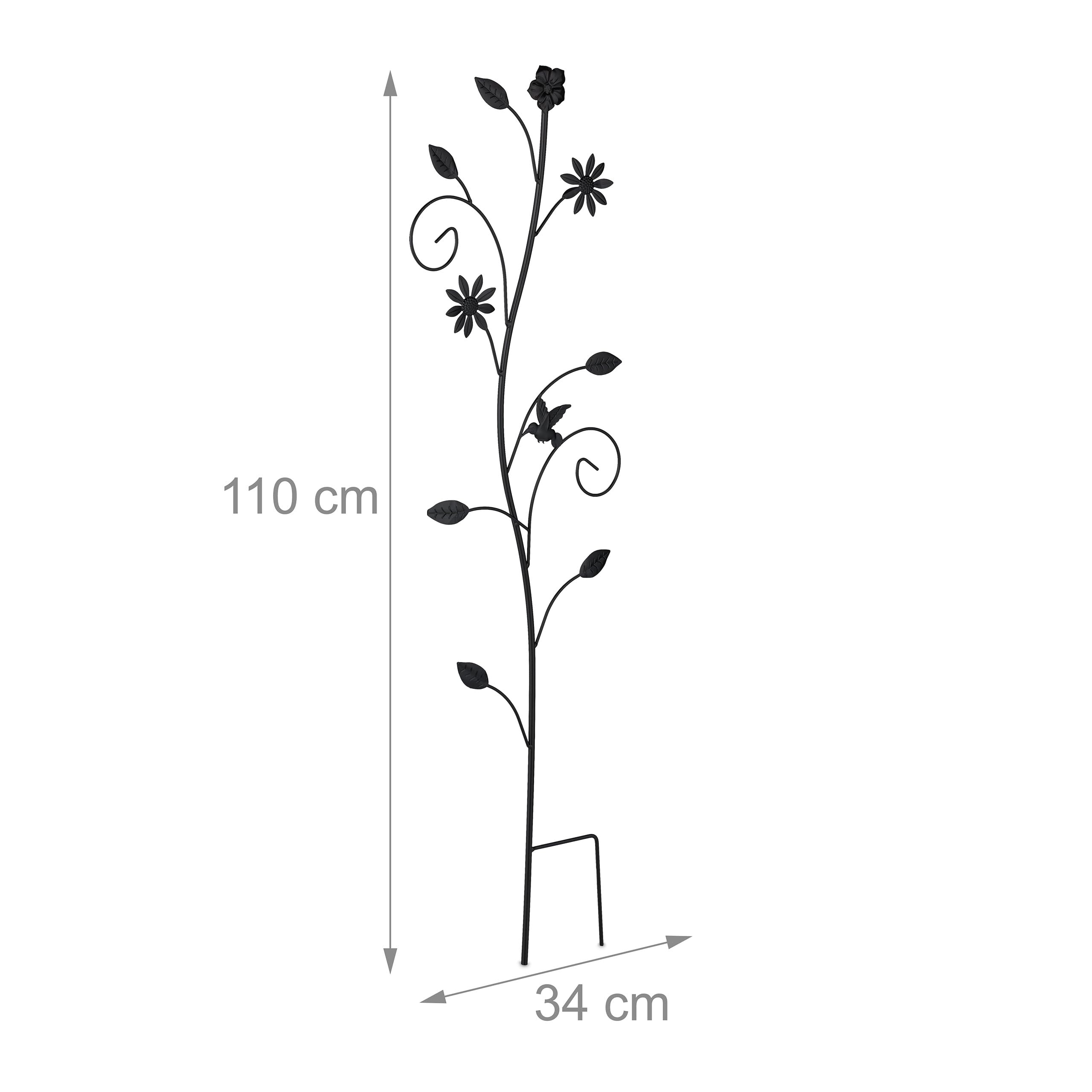 Relaxdays Supporto per Piante Rampicanti da Giardino, 2 pz. Tralicci di Sostegno per Edera, 110x34x1 cm, Metallo, Nero