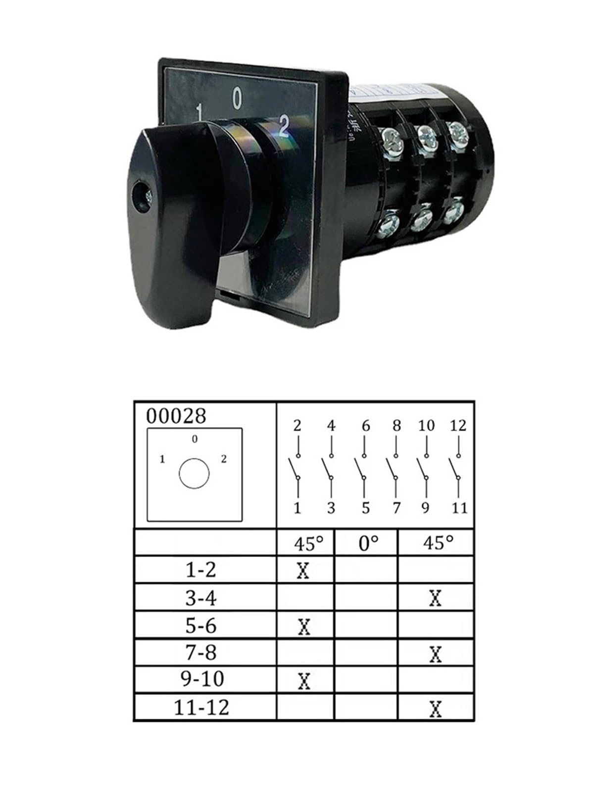 Interruptor de Leva Rotatoria HZ5B-20/3, Interruptor Transferencia Universal, 20 A, 3 Polos, Posiciones, Control, Fuente alimentación Dual