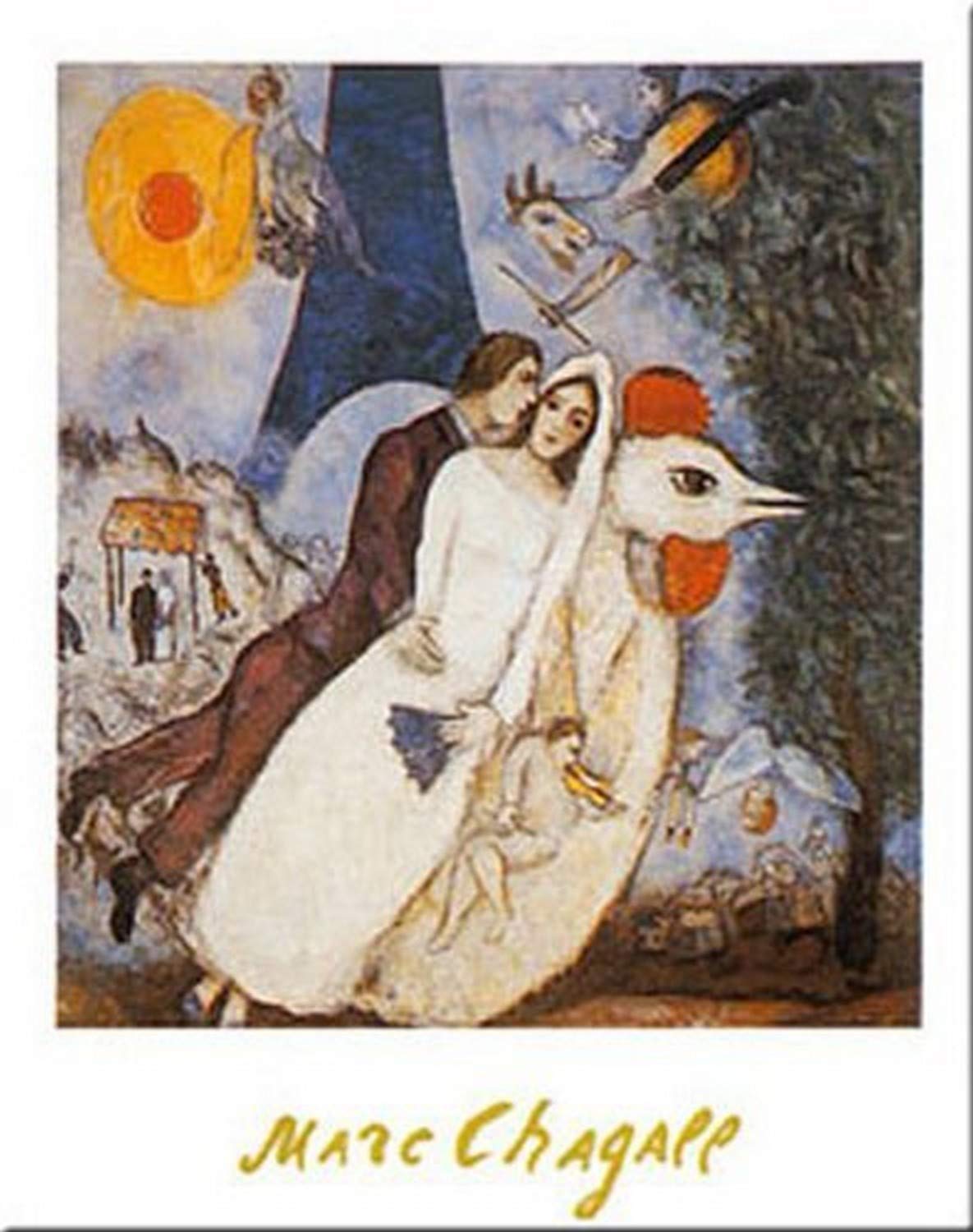 Amazon.com: Les Fiances Tour Eiffel by Marc Chagall 12 X 9.5 Art