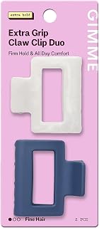 Gimme Beauty Square Extra Grip Claw Clip, Navy/Pearlescent, 2 Pack | Double-Teeth Accessory for Medium Hair, Lasting Hold for Everyday Wear, Trendy, Non-Slip Clip Duo for Women