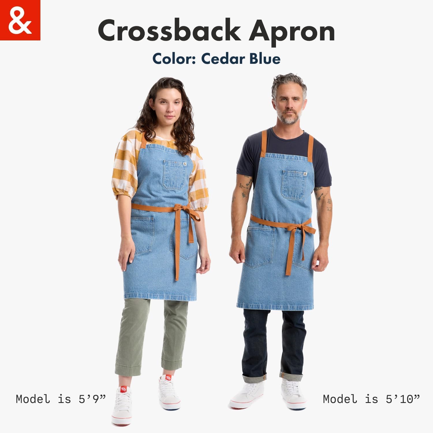 hedley & bennett Crossback Apron - Crossback Chef Apron with Pockets - 100% Cotton Denim, 8oz - Cedar Blue - Image 6