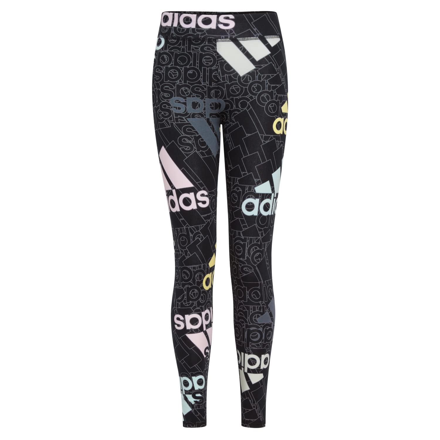 adidas Girls' Active Sports Athletic Legging Tight, Black Love Multi, Large