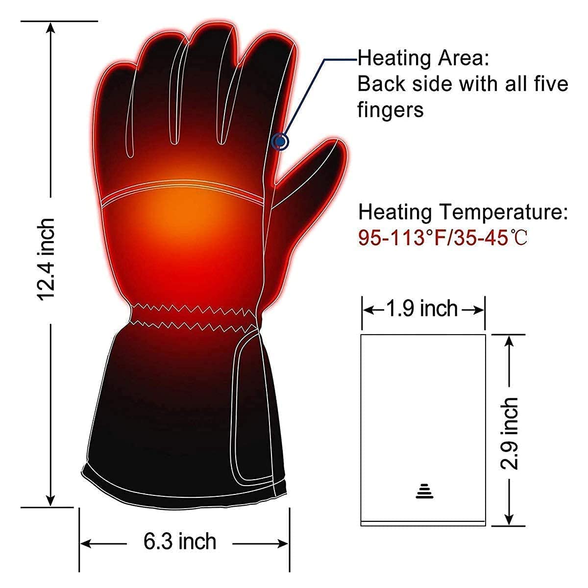 Guantes térmicos Guantes de Invierno para Hombres y Mujeres, 3 Niveles de Calentamiento Pantalla táctil Guantes térmicos Impermeables para Esquiar Snowboard Pesca
