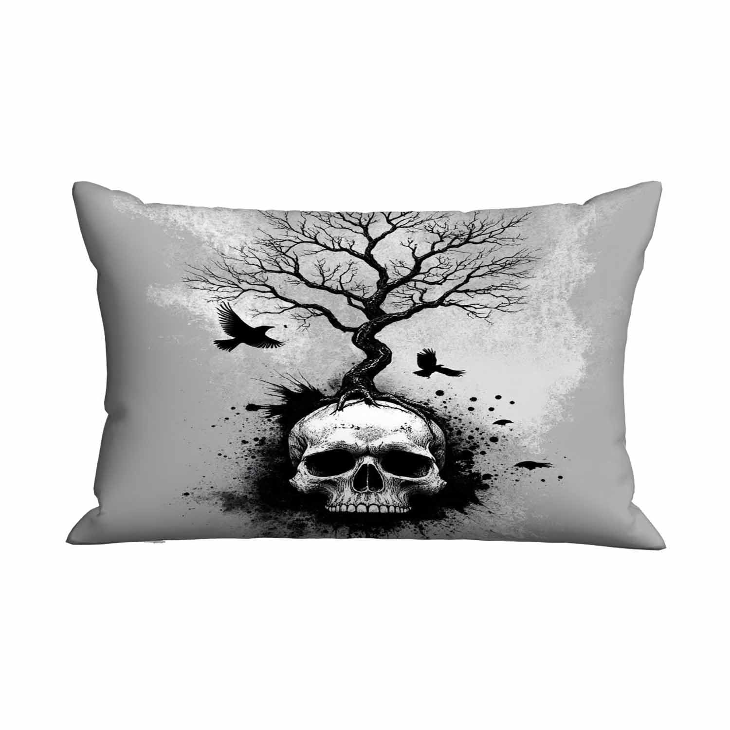 Mugod Rectangle Pillowcase Spooky Skull Tree and Crow,Standard Throw Cushion Cover for Bed Couch Sofa Office Decor 20x30 Inches