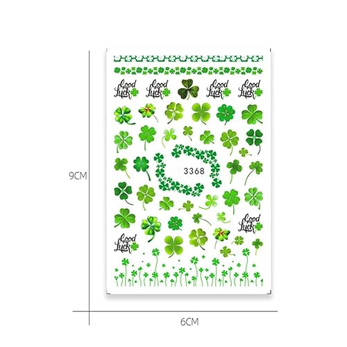 Miniatura 5 de 6 hojas de calcomanías para uñas del día de San Patricio, autoadhesivas 3D, trébol, trébol, trébol, verde, irlandés, decoración de uñas, día de San